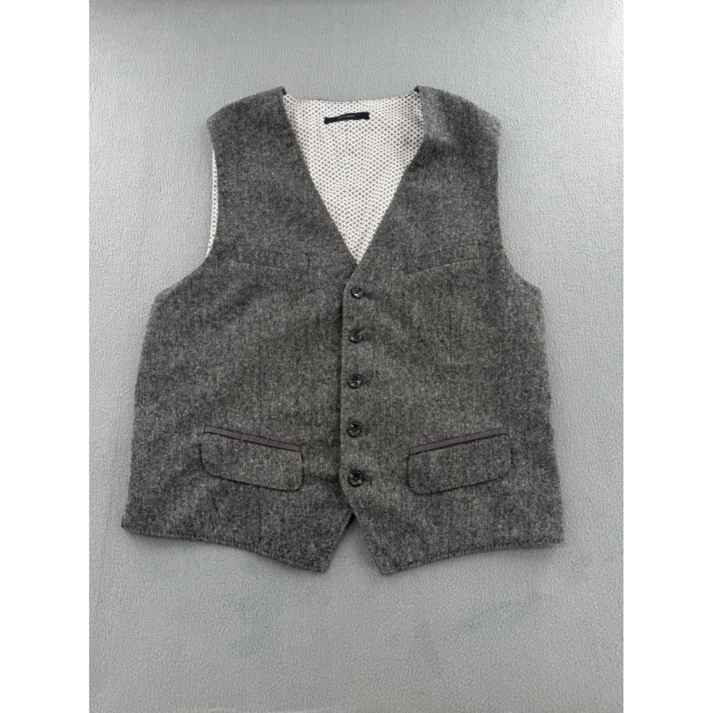 Express Wool Blend Vest M Gray Tweed Waistcoat